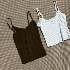 American Eagle Outfitters Black and Light Blue Camisoles